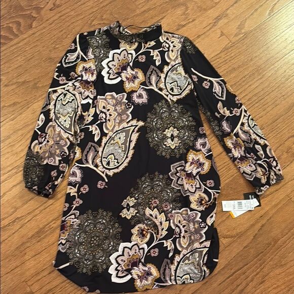 NWT Robbie Bee size small dress black background with floral prints - Picture 1 of 12